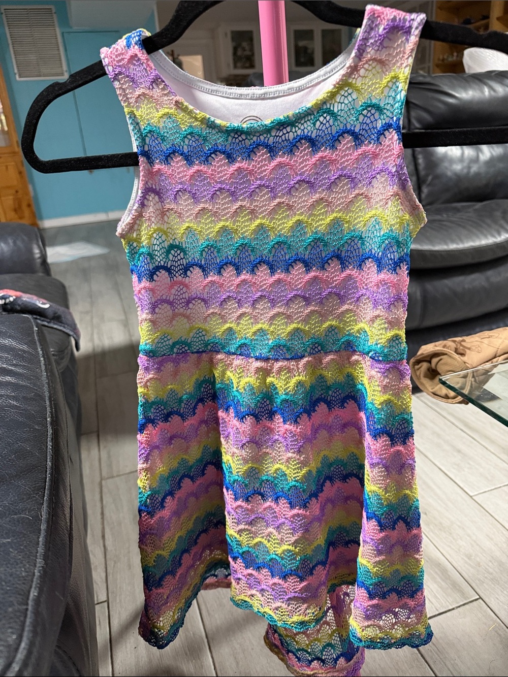wonder nation Multi-Color Lace Striped Fit & Flare Dress